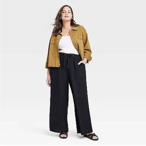 Ava & Viv linen blend wide leg pull on pants with pockets NWT